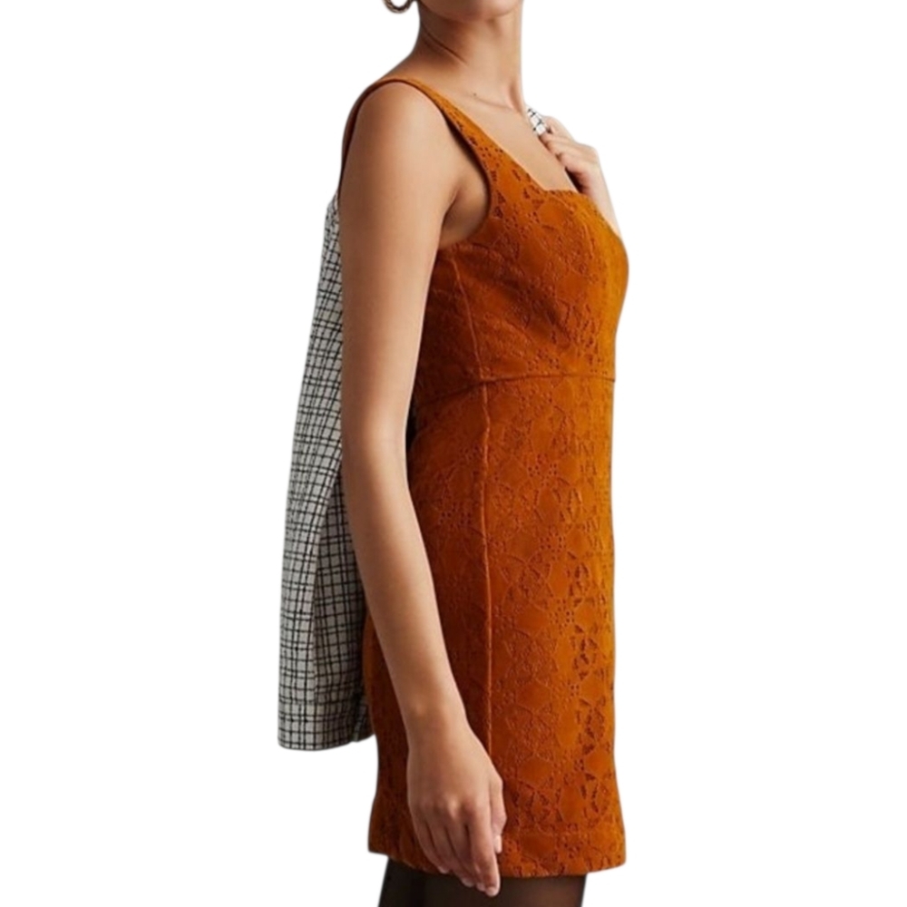 NWT Anthropologie Maeve Faux Suede Shift Dress Size 2 Copper Brown MSRP $170 - Picture 5 of 13